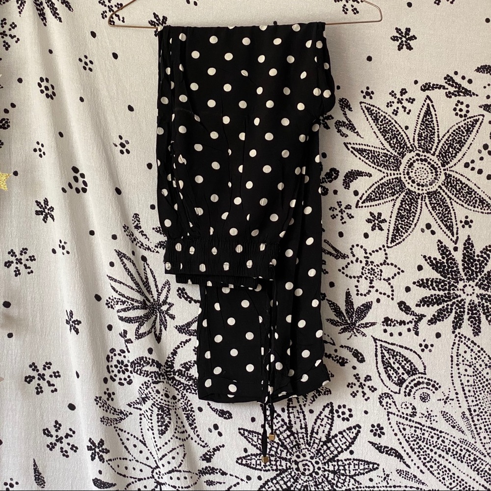 Forever 21 polka dot drawstring cuffed pant